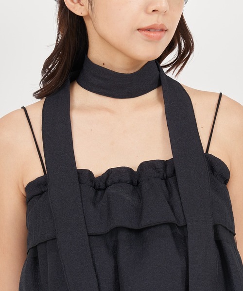 ROYAL PARTY(ロイヤルパーティー)の「ストール付ティアードフリルキャミトップス(Tシャツ/カットソー・レディース・イエロー/オフホワイト/ブラック・FREE)」の8枚目の写真