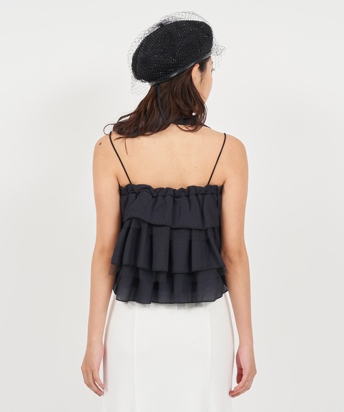 ROYAL PARTY(ロイヤルパーティー)の「ストール付ティアードフリルキャミトップス(Tシャツ/カットソー・レディース・イエロー/オフホワイト/ブラック・FREE)」の14枚目の写真