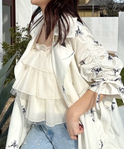 ROYAL PARTY(ロイヤルパーティー)の「ストール付ティアードフリルキャミトップス(Tシャツ/カットソー・レディース・イエロー/オフホワイト/ブラック・FREE)」の22枚目の写真