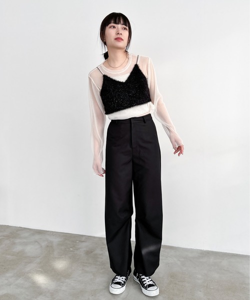 EPIMI E'PIMMY(エピミエピミー)の「シャギービスチェ/シアーブラウスSET(シャツ/ブラウス・レディース・オフホワイト/ブラック/グレー・MEDIUM)」の10枚目の写真