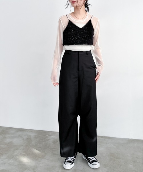 EPIMI E'PIMMY(エピミエピミー)の「シャギービスチェ/シアーブラウスSET(シャツ/ブラウス・レディース・オフホワイト/ブラック/グレー・MEDIUM)」の11枚目の写真