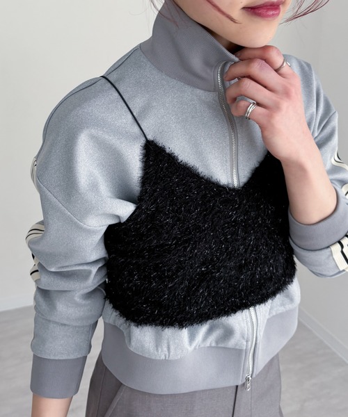 EPIMI E'PIMMY(エピミエピミー)の「シャギービスチェ/シアーブラウスSET(シャツ/ブラウス・レディース・オフホワイト/ブラック/グレー・MEDIUM)」の6枚目の写真