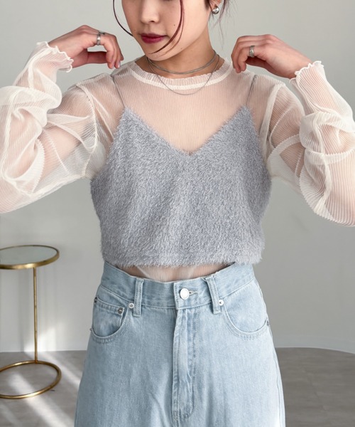 EPIMI E'PIMMY(エピミエピミー)の「シャギービスチェ/シアーブラウスSET(シャツ/ブラウス・レディース・オフホワイト/ブラック/グレー・MEDIUM)」の14枚目の写真