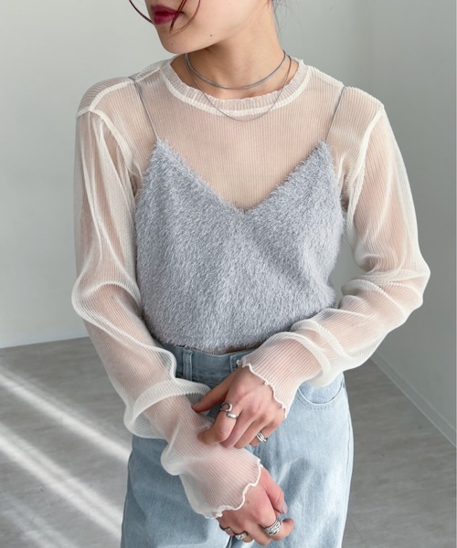 EPIMI E'PIMMY(エピミエピミー)の「シャギービスチェ/シアーブラウスSET(シャツ/ブラウス・レディース・オフホワイト/ブラック/グレー・MEDIUM)」の16枚目の写真