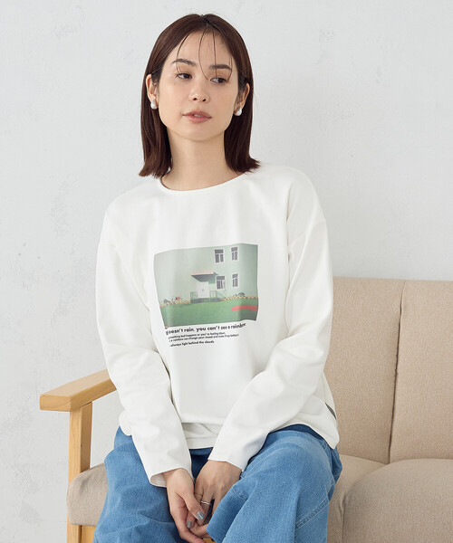 COMME CA ISM(コムサイズム)の「フォトプリント 長袖 カットソー(Tシャツ/カットソー・レディース・ベージュ/ホワイト・M/L)」の2枚目の写真