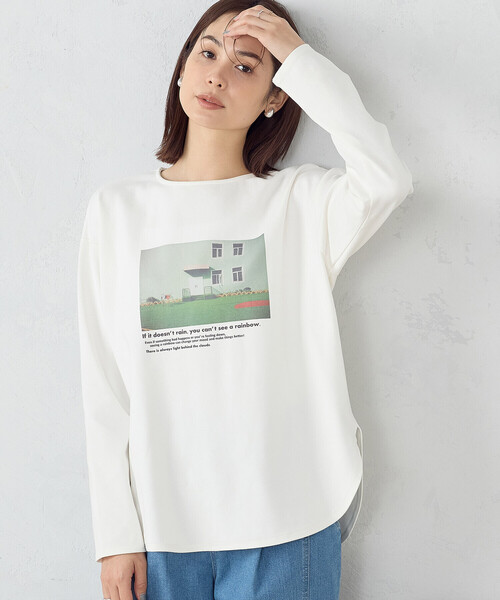 COMME CA ISM(コムサイズム)の「フォトプリント 長袖 カットソー(Tシャツ/カットソー・レディース・ベージュ/ホワイト・M/L)」の18枚目の写真