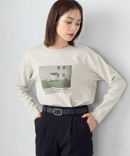 COMME CA ISM(コムサイズム)の「フォトプリント 長袖 カットソー(Tシャツ/カットソー・レディース・ベージュ/ホワイト・M/L)」の6枚目の写真
