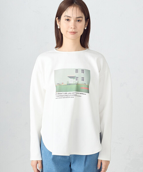 COMME CA ISM(コムサイズム)の「フォトプリント 長袖 カットソー(Tシャツ/カットソー・レディース・ベージュ/ホワイト・M/L)」の9枚目の写真