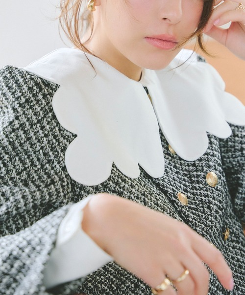 KOBE LETTUCE（コウベレタス）の「スカラップカラーブラウス（シャツ/ブラウス・レディース・オフホワイト/ブラック・M）」の12枚目の写真