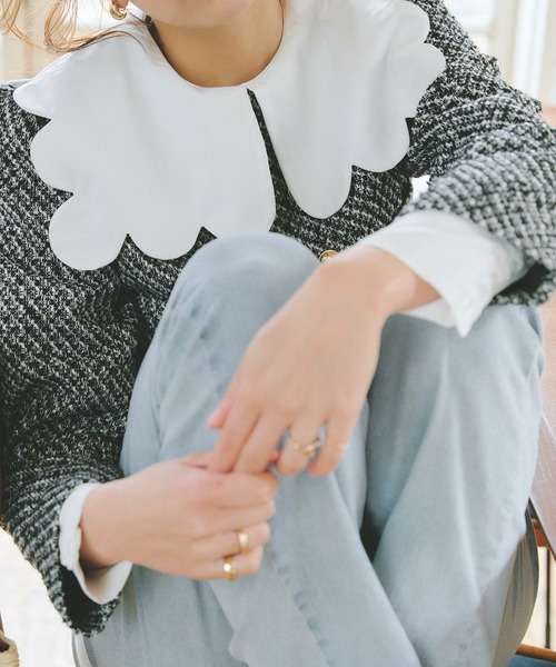 KOBE LETTUCE（コウベレタス）の「スカラップカラーブラウス（シャツ/ブラウス・レディース・オフホワイト/ブラック・M）」の8枚目の写真