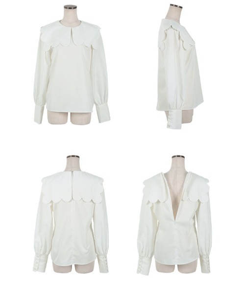 KOBE LETTUCE（コウベレタス）の「スカラップカラーブラウス（シャツ/ブラウス・レディース・オフホワイト/ブラック・M）」の3枚目の写真