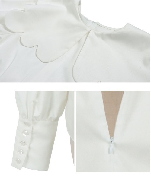 KOBE LETTUCE（コウベレタス）の「スカラップカラーブラウス（シャツ/ブラウス・レディース・オフホワイト/ブラック・M）」の15枚目の写真