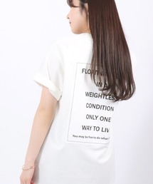 ビッグシルエット レタリングロゴバックプリント刺繍半袖Tシャツ レディース