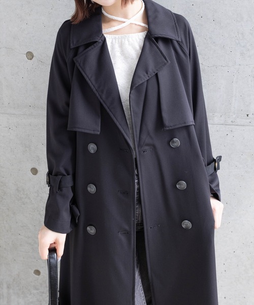 clear(クリア)の「ヨーク付ロングトレンチコート≪2024SS新作≫(トレンチコート・レディース・ブルー/ブラック/アイボリー・F)」の3枚目の写真