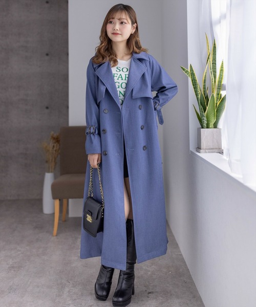 clear(クリア)の「ヨーク付ロングトレンチコート≪2024SS新作≫(トレンチコート・レディース・ブルー/ブラック/アイボリー・F)」の13枚目の写真