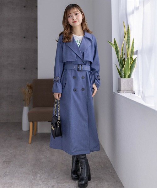 clear(クリア)の「ヨーク付ロングトレンチコート≪2024SS新作≫(トレンチコート・レディース・ブルー/ブラック/アイボリー・F)」の15枚目の写真