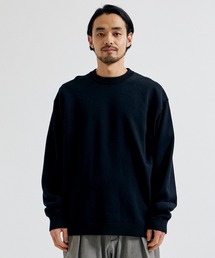 ATON エイトン ウール 和紙 クルーネックセーター ブラック 黒 04 M WOOL WASHI | CREWNECK SWEATER – ATON | エイトン