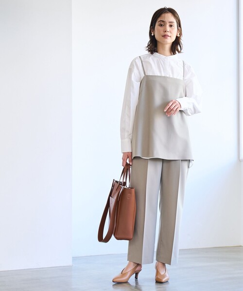 coen(コーエン)の「【RONEL】ストレッチタックワイドパンツ(セットアップ対応可能)(スラックス・レディース・オリーブ/ネイビー・S/L/M)」の3枚目の写真