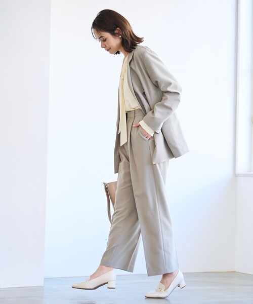 coen(コーエン)の「【RONEL】ストレッチタックワイドパンツ(セットアップ対応可能)(スラックス・レディース・オリーブ/ネイビー・S/L/M)」の8枚目の写真