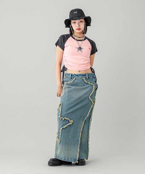 X-girl（エックスガール）の「STAR PATCH DENIM WRAP SKIRT（デニムスカート・レディース・インディゴブルー・S/M）」の15枚目の写真