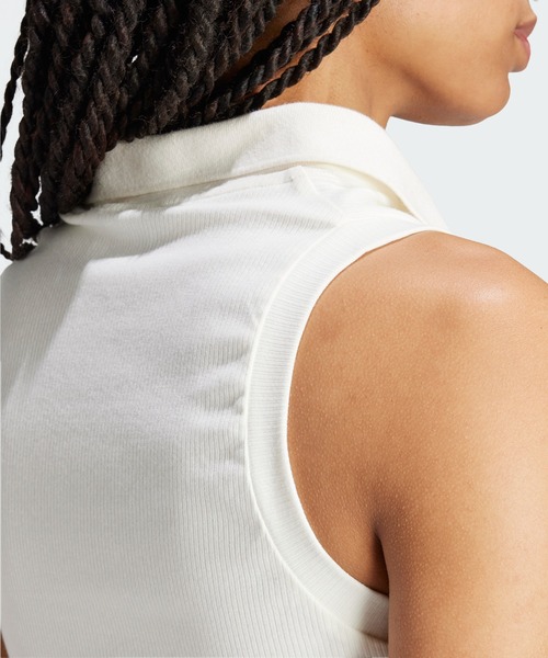 adidas（アディダス）の「プレミアム オリジナルスリブトップ / アディダスオリジナルス adidas Originals（ポロシャツ・レディース・ホワイト/ブルー・XX-LARGE/LARGE/SMALL/X-SMALL/MEDIUM/X-LARGE）」の5枚目の写真