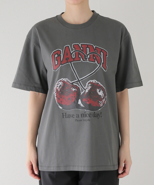 GANNI（ガニー）の「【GANNI / ガニー】Future Heavy Cherry Drop Shoulder：Tシャツ（Tシャツ/カットソー・レディース・ブラック・X-SMALL）」の13枚目の写真