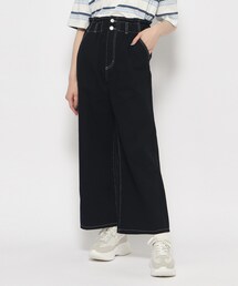 PINK-latte（ピンクラテ）の「◆定番人気！ウエストギャザーデニムワイドパンツ（デニムパンツ・キッズ）」