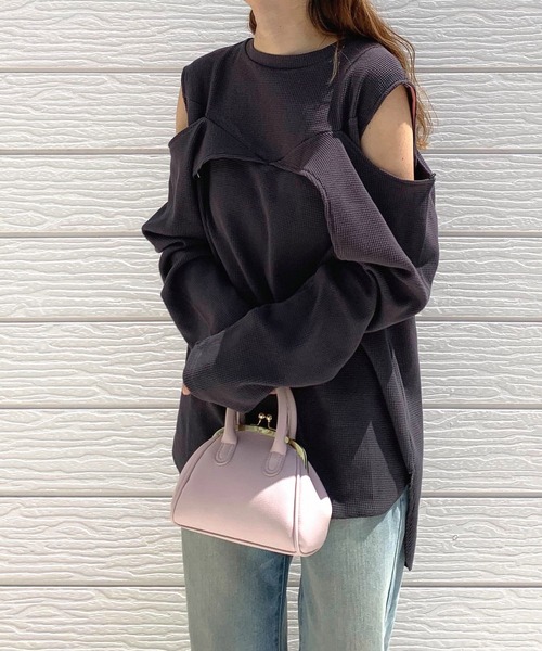 Q(キュー)の「マルチwayワッフルロンT(Tシャツ/カットソー・レディース・チャコールグレー/アイボリー・MEDIUM)」の19枚目の写真