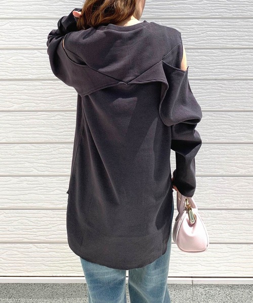 Q(キュー)の「マルチwayワッフルロンT(Tシャツ/カットソー・レディース・チャコールグレー/アイボリー・MEDIUM)」の22枚目の写真