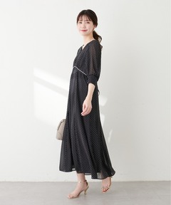 セール】ウォッシャブル5分袖ギャザーワンピース（ワンピース