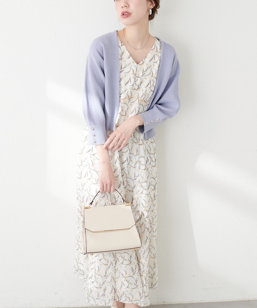 natural couture（ナチュラルクチュール）の「ウエスト調節レースアップレディワンピース（ワンピース・レディース・アイボリー/ブラック/ドット/ミント・FREE）」の6枚目の写真