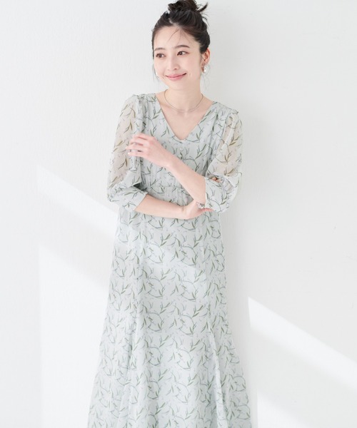 natural couture（ナチュラルクチュール）の「ウエスト調節レースアップレディワンピース（ワンピース・レディース・アイボリー/ブラック/ドット/ミント・FREE）」の14枚目の写真