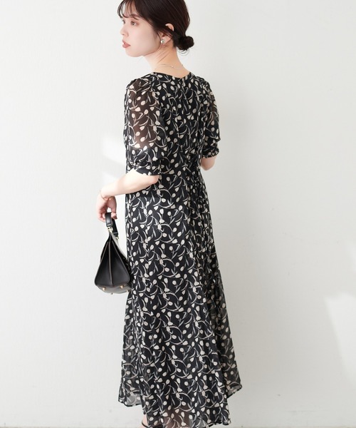 natural couture（ナチュラルクチュール）の「ウエスト調節レースアップレディワンピース（ワンピース・レディース・アイボリー/ブラック/ドット/ミント・FREE）」の10枚目の写真