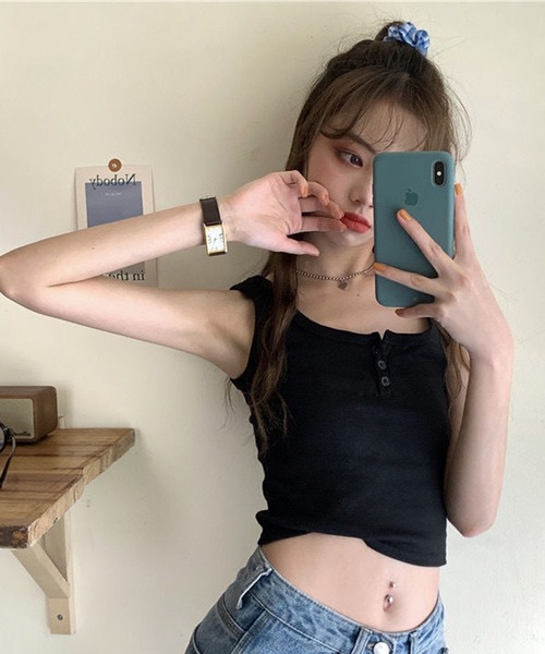 SHEPP(シープ)の「ヘンリーネック タンクトップ(タンクトップ・レディース・ホワイト/ブラック/グレー・L/M/S)」の19枚目の写真