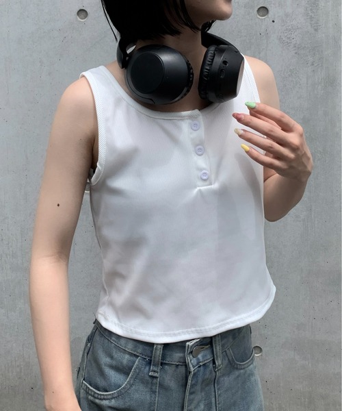 SHEPP(シープ)の「ヘンリーネック タンクトップ(タンクトップ・レディース・ホワイト/ブラック/グレー・L/M/S)」の21枚目の写真