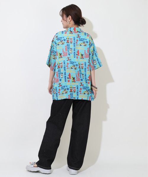 Disney(ディズニー)の「親子お揃い ディズニー 総柄リゾートシャツ 9495A(ボトムス別売)(シャツ/ブラウス・レディース・ライトグリーン系1/ブラック・S/M/L/XL)」の7枚目の写真