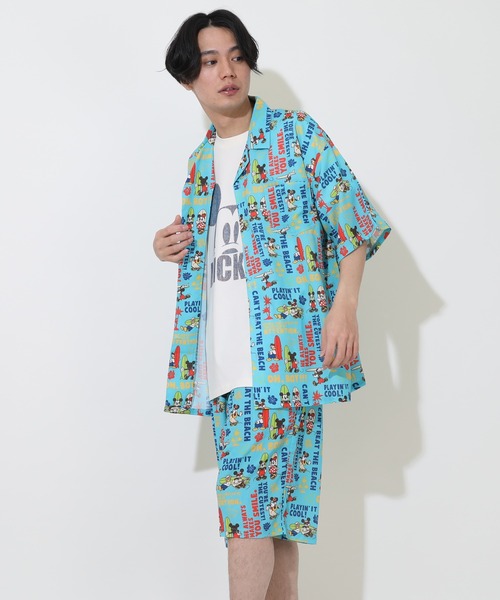 Disney(ディズニー)の「親子お揃い ディズニー 総柄リゾートシャツ 9495A(ボトムス別売)(シャツ/ブラウス・レディース・ライトグリーン系1/ブラック・S/M/L/XL)」の12枚目の写真