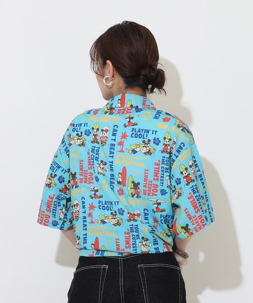 Disney(ディズニー)の「親子お揃い ディズニー 総柄リゾートシャツ 9495A(ボトムス別売)(シャツ/ブラウス・レディース・ライトグリーン系1/ブラック・S/M/L/XL)」の8枚目の写真