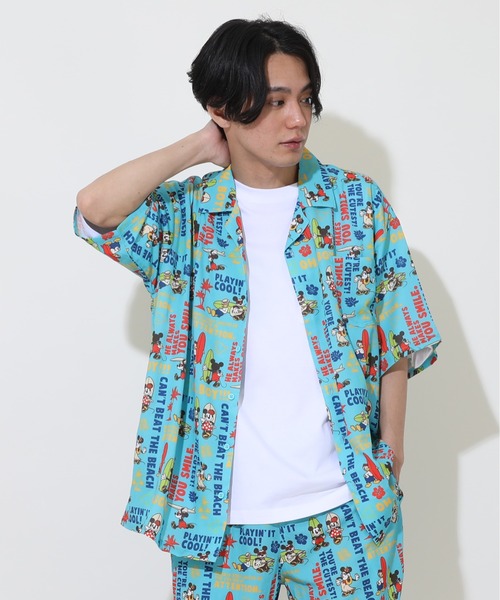 Disney(ディズニー)の「親子お揃い ディズニー 総柄リゾートシャツ 9495A(ボトムス別売)(シャツ/ブラウス・レディース・ライトグリーン系1/ブラック・S/M/L/XL)」の9枚目の写真