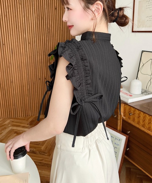 BIBY LOLA PEPURAMU TOP ストライプフリルTシャツ LOLA PEPURAMU TOP ストライプ柄フリルTシャツ Bibiy