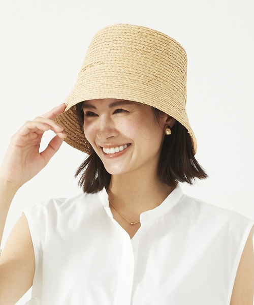 abahouse mavie(アバハウスマヴィ)の「ラフィアバケットハット(ハット・レディース・ブラック/ベージュ・フリー)」の2枚目の写真