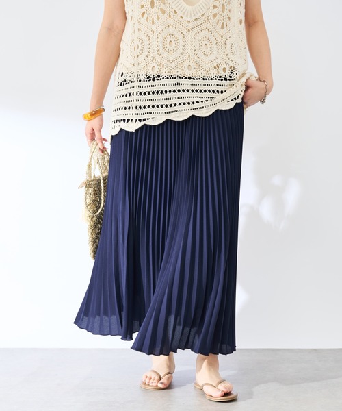 un dix cors（アンディコール）の「裾消しジョーゼットプリーツスカート（スカート・レディース・ネイビー/グリーン/ピンク・FREE）」の2枚目の写真