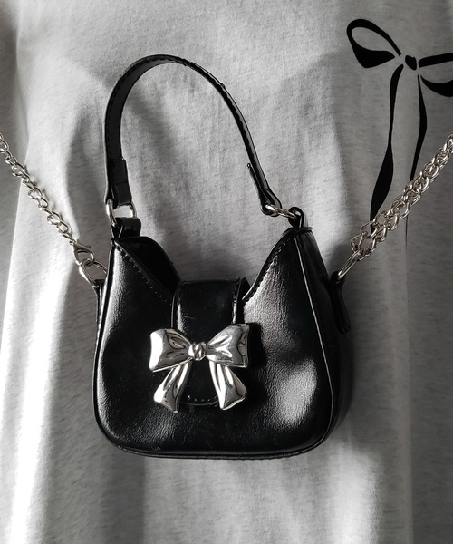 me+em select(ミームセレクト)の「※※【 2color 】バックルリボンミニショルダーチェーンバッグ / buckle ribbon mini shoulder chain bag(ショルダーバッグ・レディース・ブラック/シルバー・FREE)」の10枚目の写真