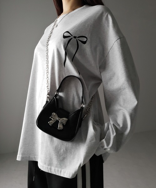 me+em select(ミームセレクト)の「※※【 2color 】バックルリボンミニショルダーチェーンバッグ / buckle ribbon mini shoulder chain bag(ショルダーバッグ・レディース・ブラック/シルバー・FREE)」の12枚目の写真