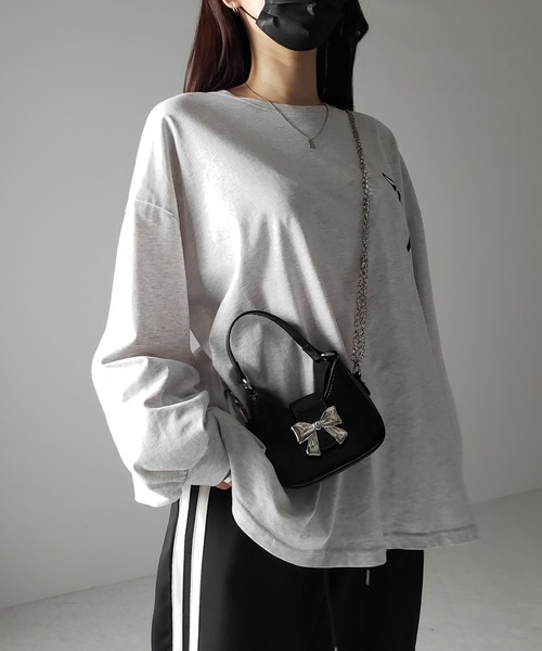 me+em select(ミームセレクト)の「※※【 2color 】バックルリボンミニショルダーチェーンバッグ / buckle ribbon mini shoulder chain bag(ショルダーバッグ・レディース・ブラック/シルバー・FREE)」の14枚目の写真