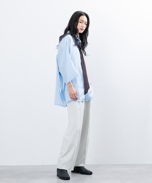 JUNRED（ジュンレッド）の「ボウタイオーバーサイズシャツ（シャツ/ブラウス・メンズ・サックスブルー/ライトグレー/ホワイト・L/M/S）」の14枚目の写真