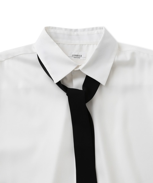 JUNRED（ジュンレッド）の「ボウタイオーバーサイズシャツ（シャツ/ブラウス・メンズ・サックスブルー/ライトグレー/ホワイト・L/M/S）」の9枚目の写真