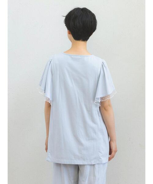 Et grenier by Samansa Mos2(エグルニエバイサマンサモスモス)の「【接触冷感/UVカット】インナーカップ付袖フリルTシャツ(ルームウェア/パジャマ・レディース・ミント/サックスブルー/ブラウン・F)」の16枚目の写真