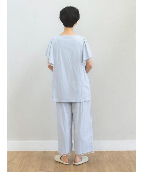 Et grenier by Samansa Mos2(エグルニエバイサマンサモスモス)の「【接触冷感/UVカット】インナーカップ付袖フリルTシャツ(ルームウェア/パジャマ・レディース・ミント/サックスブルー/ブラウン・F)」の19枚目の写真