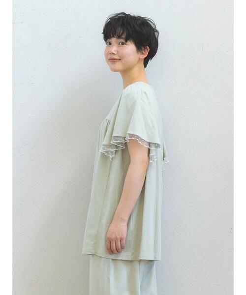 Et grenier by Samansa Mos2(エグルニエバイサマンサモスモス)の「【接触冷感/UVカット】インナーカップ付袖フリルTシャツ(ルームウェア/パジャマ・レディース・ミント/サックスブルー/ブラウン・F)」の20枚目の写真